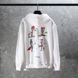 CHH Chrome Heart Hoodie Crowe Cartoon Graffiti Skull Terry Zip Hooded Sweater Loose