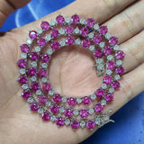 Zircon necklace three-prong colorful mixed tennis chain