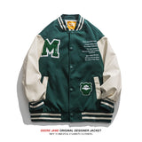 Men Baseball Jacket Spring Baseball Jacket Retro Loose Vintage Casual Jacket