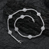 Zircon necklace flower-shaped zircon single row chain