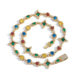 Zircon necklace mixed color zircon single row chain