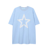 After Prom Shirt Star Letters High-Density Embroidered Cotton T-shirt Drop-Shoulder Short Sleeve T-shirt