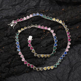 Zircon necklace colorful heart-shaped tennis chain