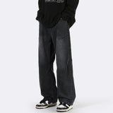 Unisex Jeans Vintage Blue Wide Leg Jeans Loose Straight