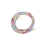 Zircon necklace colorful three-prong tennis chain