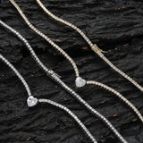 Zircon necklace heart-shaped pendant tennis chain