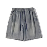 Unisex Jeans Star Pattern Denim Shorts Loose Straight