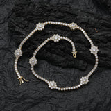 Zircon necklace flower-shaped zircon single row chain