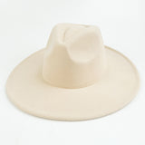 Walter White Fedora Solid Color Big Brim Top Hat Lun Fedora Hat Men and Women Retro Woolen Hat