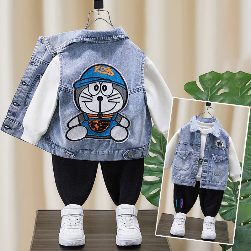 Boy Jacket Children's Vest Denim Vest Spring and Autumn Outer Wear Loose-Fitting Vest Children
