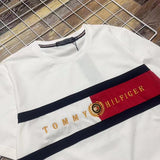 Tommy T Shirts Tommy Red Mosaic Embroidered Couple Soft round Neck Short Sleeve T-shirt