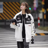 Unisex Baseball Jersey Fall oversized Loose PU Leather Jacket