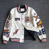 Unisex Baseball Jersey Fall Loose Jacket PU Leather Jacket