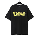 Vtm letter american style no photo printing loose washed distressed short sleeve t-shirt couple outfit