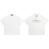 essential double line fog shorts icon laminated stereo letter round neck couple pullover