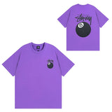 Summer running volume stussy short-sleeved t-shirt dice black eight ice cream comfy basics american couple summer t