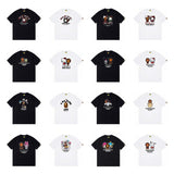 Top-tier! sanrio ou family summer bape seamless crewneck g pure cotton short-sleeve t-shirt for men