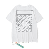 Wholesale off short sleeve ow dissolved arrow gradient starry sky splash ink t-shirt yellow tape warning line love