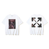 European and american spring/summer ow gradient arrow graphic crew neck short sleeve t-shirt