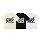 Rhude T Shirts Racing Tire Change Scene Printed Cotton Casual Short Sleeves Men and Women