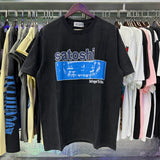 Wholesale american retrosatoshi hot diamond letters ripped washed distressedloose short sleeve t-shirt