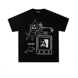 Erd: brooding rich kid - american retro portrait print rock 'n' roll hip-hop pocket oversized short sleeve tee