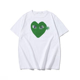 Kawakubo plaloveembroider short-sleeved pure cotton red heart eyes couple t-shirt y star style long sleeves shirt
