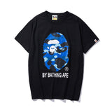 cross-border wholesale japanese style camouflage shark tiger head ape color matching luminous short-sleeved couple loose