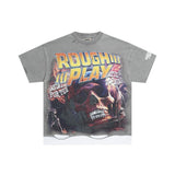 Wholesale american retro rugged play gorilla print t-shirt - distressed, ripped, faux two-piece short sleeve