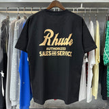 Rhude T Shirts Letter Printed Cotton Casual Short Sleeve Men and Women