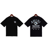 Cross-border wholesale correct version am splash ink flow paint camouflage starry sky graffiti letter short-sleeved high street couple t