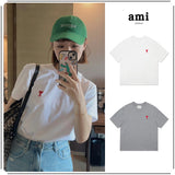 Am short-sleeve macaron color heart embroidery pure cotton loose summer fashion t-shirt crew neck top