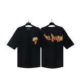 Cross-border pa spray-painted letter short-sleeved palm tree fog high street graffiti logo t
