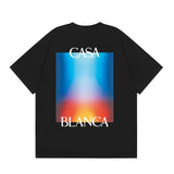 casa casablanca short-sleeved fantasy door letter logo printingstylish round neck short-sleeved t-shirt