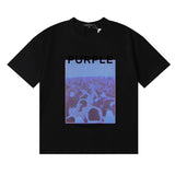 Wholesale high street purple br@nd american style short sleeve loose retro casual t-shirt couple trendy tee