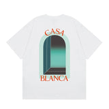 casa casablanca short-sleeved fantasy door letter logo printingstylish round neck short-sleeved t-shirt