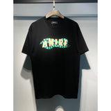 [gram] am peace dove flowing paint graffiti letter starry sky classic logo printing short sleeve couple t-shirt