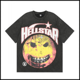 Hs american high street retro washed portrait short-sleeved t-shirt long sleeves sweatshirt hoodie