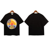 American rhu co-branded marlboro f formula traffic jam coconut tree sunset logo short-sleeved couple t