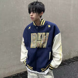 Unisex Baseball Jersey Embroidered PU Leather Stitched Baseball Jacket Loose Jacket