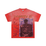 American retro valeforever washed & distressed hotfix rhinestone cotton short sleeve high street star t-shirt