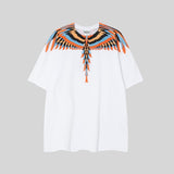 mb short-sleeved python lion head colorful feather wings t-shirt european and american loose couple