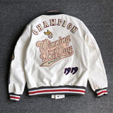 Unisex Baseball Jersey Fall Loose Jacket PU Leather Jacket
