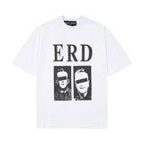 Erd rich second generation loose version american trend quiet eye printing round neck short sleeve t-shirt couple outfit