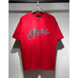 amri flow paint graffiti letter starry sky classic logo print short sleeve couple t-shirt