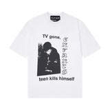 Erd rich second generation loose version american trend quiet eye printing round neck short sleeve t-shirt couple outfit
