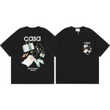 Summer collection: casa casablanca print oversized short-sleeve t-shirt - premium heavyweight cotton