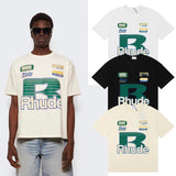 Rhude T Shirts Graffiti Printing Cotton Casual Short Sleeve Men and Women