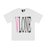 Cross-border supply large v letter lne cherry blossom short half-sleeve sketch embroidery lip print graffiti print short