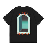 casa casablanca short-sleeved fantasy door letter logo printingstylish round neck short-sleeved t-shirt